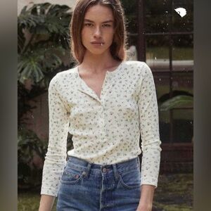 Doen Paola Pointelle Cream Floral Long Sleeve Top